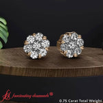 Load image into Gallery viewer, 0.75 Carat 7 Stone Flower Diamond Earring