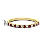 Load image into Gallery viewer, 0.15-ct-delicate-u-prong-stack-ruby-band-in-yellow-gold-FD8370GRUDR-0.15CT-NL-YG-HW.jpg