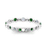 Load image into Gallery viewer, 0.25-carat-diamond-bezel-bead-wedding-band-with-emerald-in-white-gold-FDEWB123630RO(1.50MM)GEMGR-NL-WG.jpg