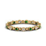 Load image into Gallery viewer, 0.25-carat-diamond-bezel-bead-wedding-band-with-emerald-in-yellow-gold-FDEWB123630RO(1.50MM)GEMGR-NL-YG.jpg