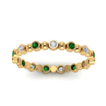 Load image into Gallery viewer, 0.25-carat-diamond-bezel-bead-wedding-band-with-emerald-in-yellow-gold-FDEWB123630RO(1.50MM)GEMGR-NL-YG.jpg