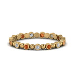 Load image into Gallery viewer, 0.25-carat-diamond-bezel-bead-wedding-band-with-orange-sapphire-in-yellow-gold-FDEWB123630RO(1.50MM)GSAOR-NL-YG.jpg