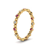 Load image into Gallery viewer, 0.25-carat-diamond-bezel-bead-wedding-band-with-pink-sapphire-in-yellow-gold-FDEWB123630RO(1.50MM)GSADRPI-NL-YG.jpg