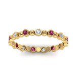 Load image into Gallery viewer, 0.25-carat-diamond-bezel-bead-wedding-band-with-pink-sapphire-in-yellow-gold-FDEWB123630RO(1.50MM)GSADRPI-NL-YG.jpg