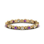 Load image into Gallery viewer, 0.25-carat-diamond-bezel-bead-wedding-band-with-purple-topaz-in-yellow-gold-FDEWB123630RO(1.50MM)GVITO-NL-YG.jpg