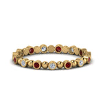 Load image into Gallery viewer, 0.25-carat-diamond-bezel-bead-wedding-band-with-ruby-in-yellow-gold-FDEWB123630RO(1.50MM)GRUDR-NL-YG.jpg
