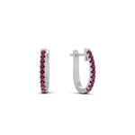 Load image into Gallery viewer, 0.25-carat-pink-sapphire-huggie-hoop-earrings-in-white-gold-FDEAR11260GSADRPIANGLE2-0.25-NL-WG
