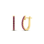 Load image into Gallery viewer, 0.25-carat-pink-sapphire-huggie-hoop-earrings-in-yellow-gold-FDEAR11260GSADRPIANGLE2-0.25-NL-YG