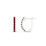 Load image into Gallery viewer, 0.25-carat-ruby-huggie-hoop-earrings-in-white-gold-FDEAR11260GRUDRANGLE2-0.25-NL-WG