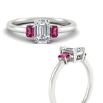 Load image into Gallery viewer, 0.25-ct-emerald-cut-three-stone-pink-sapphire-engagement-ring-in-white-gold-fdenr9299emgsadrpiangle3-0.25ct-nl-wg.jpg
