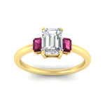 Load image into Gallery viewer, 0.25-ct-emerald-cut-three-stone-pink-sapphire-engagement-ring-in-yellow-gold-fdenr9299emgsadrpiangle5-0.25ct-nl-yg.jpg
