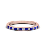 Load image into Gallery viewer, 0.25-ct.-princess-diamond-channel-wedding-band-with-blue-sapphire-in-18K-rose-gold-FD8382-0.25CTBGSABL-NL-RG