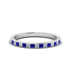Load image into Gallery viewer, 0.25-ct.-princess-diamond-channel-wedding-band-with-blue-sapphire-in-950-Platinum-FD8382-0.25CTBGSABL-NL-WG