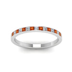 Load image into Gallery viewer, 0.25-ct.-princess-diamond-channel-wedding-band-with-orange-sapphire-in-14K-white-gold-FD8382-0.25CTBGSAORANGLE5-NL-WG