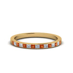 Load image into Gallery viewer, 0.25-ct.-princess-diamond-channel-wedding-band-with-orange-sapphire-in-14K-yellow-gold-FD8382-0.25CTBGSAOR-NL-YG