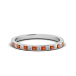 Load image into Gallery viewer, 0.25-ct.-princess-diamond-channel-wedding-band-with-orange-sapphire-in-18K-white-gold-FD8382-0.25CTBGSAOR-NL-WG