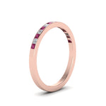 Load image into Gallery viewer, 0.25-ct.-princess-diamond-channel-wedding-band-with-pink-sapphire-in-18K-rose-gold-FD8382-0.25CTBGSADRPIANGLE2-NL-RG