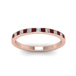 Load image into Gallery viewer, 0.25-ct.-princess-diamond-channel-wedding-band-with-ruby-in-18K-rose-gold-FD8382-0.25CTBGRUDRANGLE5-NL-RG
