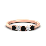Load image into Gallery viewer, 0.50-carat-5-stone-diamond-and-black-diamond-basket-prong-wedding-anniversary-band-in-rose-gold-FDENS141ROBGBLACKANGLE3-0.50CT-NL-RG