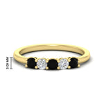 Load image into Gallery viewer, 0.50-carat-5-stone-diamond-and-black-diamond-basket-prong-wedding-anniversary-band-in-yellow-gold-FDENS141ROBGBLACKANGLE3-0.50CT-NL-YG