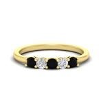 Load image into Gallery viewer, 0.50-carat-5-stone-diamond-and-black-diamond-basket-prong-wedding-anniversary-band-in-yellow-gold-FDENS141ROBGBLACKANGLE3-0.50CT-NL-YG