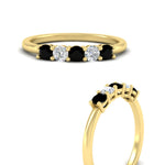 Load image into Gallery viewer, 0.50-carat-5-stone-diamond-and-black-diamond-basket-prong-wedding-anniversary-band-in-yellow-gold-FDENS141ROBGBLACKANGLE3-0.50CT-NL-YG