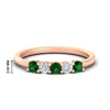 Load image into Gallery viewer, 0.50-carat-5-stone-diamond-and-emerald-basket-prong-wedding-anniversary-band-in-rose-gold-FDENS141ROBGEMGRANGLE3-0.50CT-NL-RG