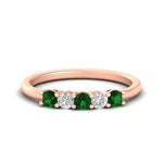 Load image into Gallery viewer, 0.50-carat-5-stone-diamond-and-emerald-basket-prong-wedding-anniversary-band-in-rose-gold-FDENS141ROBGEMGRANGLE3-0.50CT-NL-RG