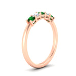 Load image into Gallery viewer, 0.50-carat-5-stone-diamond-and-emerald-basket-prong-wedding-anniversary-band-in-rose-gold-FDENS141ROBGEMGRANGLE3-0.50CT-NL-RG