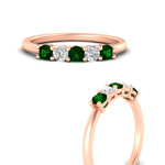 Load image into Gallery viewer, 0.50-carat-5-stone-diamond-and-emerald-basket-prong-wedding-anniversary-band-in-rose-gold-FDENS141ROBGEMGRANGLE3-0.50CT-NL-RG