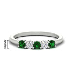 Load image into Gallery viewer, 0.50-carat-5-stone-diamond-and-emerald-basket-prong-wedding-anniversary-band-in-white-gold-FDENS141ROBGEMGRANGLE3-0.50CT-NL-WG