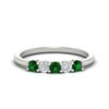 Load image into Gallery viewer, 0.50-carat-5-stone-diamond-and-emerald-basket-prong-wedding-anniversary-band-in-white-gold-FDENS141ROBGEMGRANGLE3-0.50CT-NL-WG