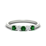 Load image into Gallery viewer, 0.50-carat-5-stone-diamond-and-emerald-basket-prong-wedding-anniversary-band-in-white-gold-FDENS141ROBGEMGRANGLE3-0.50CT-NL-WG