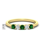 Load image into Gallery viewer, 0.50-carat-5-stone-diamond-and-emerald-basket-prong-wedding-anniversary-band-in-yellow-gold-FDENS141ROBGEMGRANGLE3-0.50CT-NL-YG