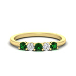 Load image into Gallery viewer, 0.50-carat-5-stone-diamond-and-emerald-basket-prong-wedding-anniversary-band-in-yellow-gold-FDENS141ROBGEMGRANGLE3-0.50CT-NL-YG