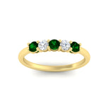 Load image into Gallery viewer, 0.50-carat-5-stone-diamond-and-emerald-basket-prong-wedding-anniversary-band-in-yellow-gold-FDENS141ROBGEMGRANGLE3-0.50CT-NL-YG