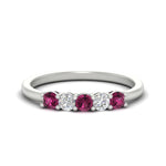 Load image into Gallery viewer, 0.50-carat-5-stone-diamond-and-pink-sapphire-basket-prong-wedding-anniversary-band-in-white-gold-FDENS141ROBGSADRPIANGLE3-0.50CT-NL-WG