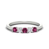 Load image into Gallery viewer, 0.50-carat-5-stone-diamond-and-pink-sapphire-basket-prong-wedding-anniversary-band-in-white-gold-FDENS141ROBGSADRPIANGLE3-0.50CT-NL-WG