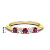 Load image into Gallery viewer, 0.50-carat-5-stone-diamond-and-pink-sapphire-basket-prong-wedding-anniversary-band-in-yellow-gold-FDENS141ROBGSADRPIANGLE3-0.50CT-NL-YG