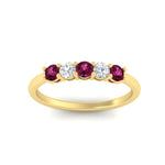 Load image into Gallery viewer, 0.50-carat-5-stone-diamond-and-pink-sapphire-basket-prong-wedding-anniversary-band-in-yellow-gold-FDENS141ROBGSADRPIANGLE3-0.50CT-NL-YG