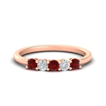 Load image into Gallery viewer, 0.50-carat-5-stone-diamond-and-ruby-basket-prong-wedding-anniversary-band-in-rose-gold-FDENS141ROBGRUDRANGLE3-0.50CT-NL-RG
