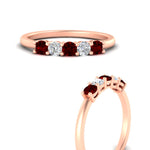 Load image into Gallery viewer, 0.50-carat-5-stone-diamond-and-ruby-basket-prong-wedding-anniversary-band-in-rose-gold-FDENS141ROBGRUDRANGLE3-0.50CT-NL-RG