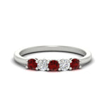 Load image into Gallery viewer, 0.50-carat-5-stone-diamond-and-ruby-basket-prong-wedding-anniversary-band-in-white-gold-FDENS141ROBGRUDRANGLE3-0.50CT-NL-WG
