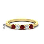 Load image into Gallery viewer, 0.50-carat-5-stone-diamond-and-ruby-basket-prong-wedding-anniversary-band-in-yellow-gold-FDENS141ROBGRUDRANGLE3-0.50CT-NL-YG