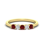 Load image into Gallery viewer, 0.50-carat-5-stone-diamond-and-ruby-basket-prong-wedding-anniversary-band-in-yellow-gold-FDENS141ROBGRUDRANGLE3-0.50CT-NL-YG