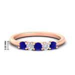 Load image into Gallery viewer, 0.50-carat-5-stone-diamond-and-sapphire-basket-prong-wedding-anniversary-band-in-rose-gold-FDENS141ROBGSABLANGLE3-0.50CT-NL-RG