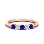 Load image into Gallery viewer, 0.50-carat-5-stone-diamond-and-sapphire-basket-prong-wedding-anniversary-band-in-rose-gold-FDENS141ROBGSABLANGLE3-0.50CT-NL-RG