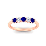 Load image into Gallery viewer, 0.50-carat-5-stone-diamond-and-sapphire-basket-prong-wedding-anniversary-band-in-rose-gold-FDENS141ROBGSABLANGLE3-0.50CT-NL-RG