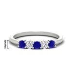 Load image into Gallery viewer, 0.50-carat-5-stone-diamond-and-sapphire-basket-prong-wedding-anniversary-band-in-white-gold-FDENS141ROBGSABLANGLE3-0.50CT-NL-WG
