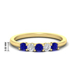 Load image into Gallery viewer, 0.50-carat-5-stone-diamond-and-sapphire-basket-prong-wedding-anniversary-band-in-yellow-gold-FDENS141ROBGSABLANGLE3-0.50CT-NL-YG